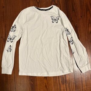 kids white shirt with butterflies